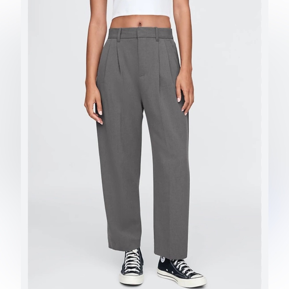 • Gap 365 High rise brushed twill pleated taper trousers 18p